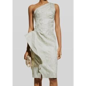 Teri Jon Asymmetric Silver Mini Dress